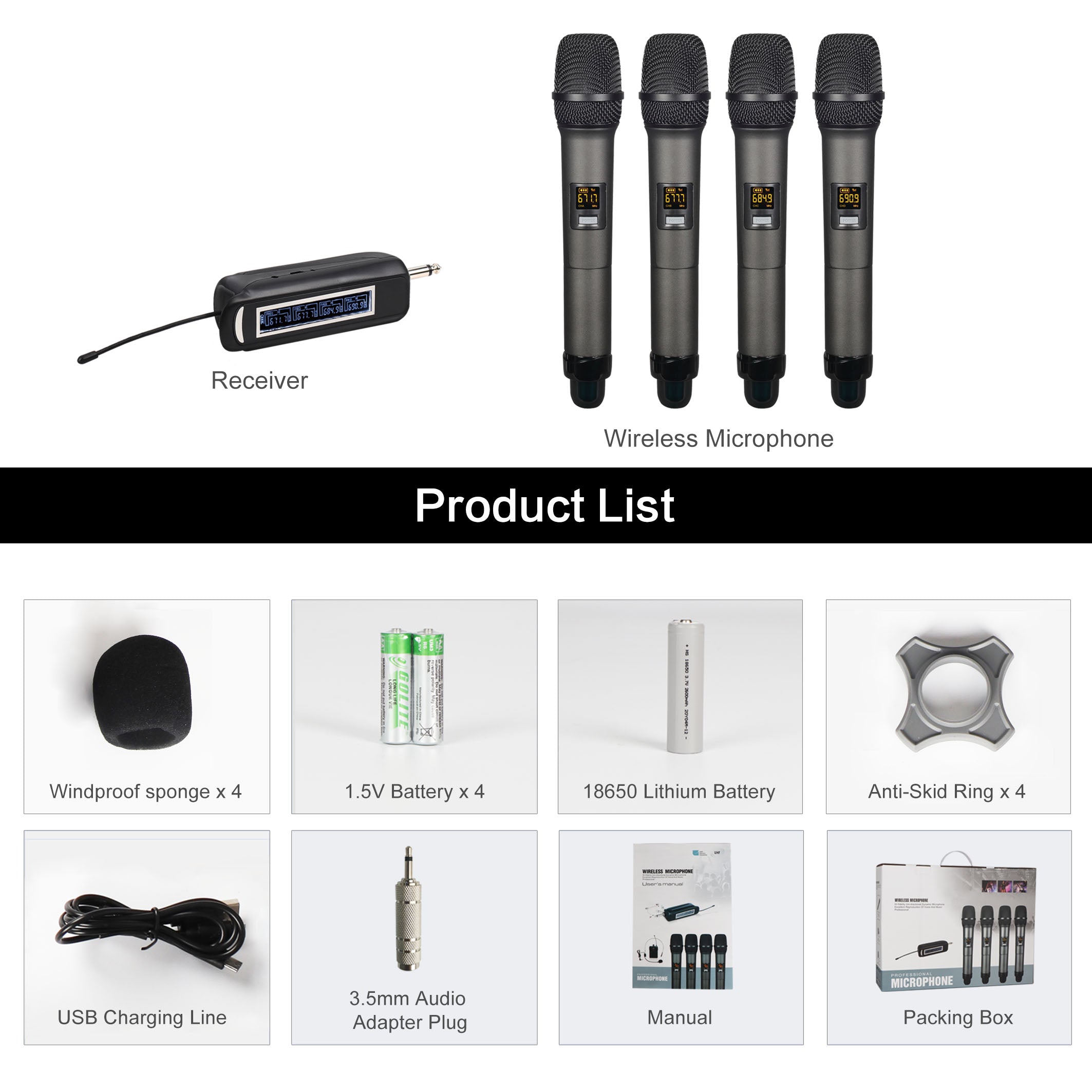 Versatile wireless microphone: professional microphone for outdoor and home use