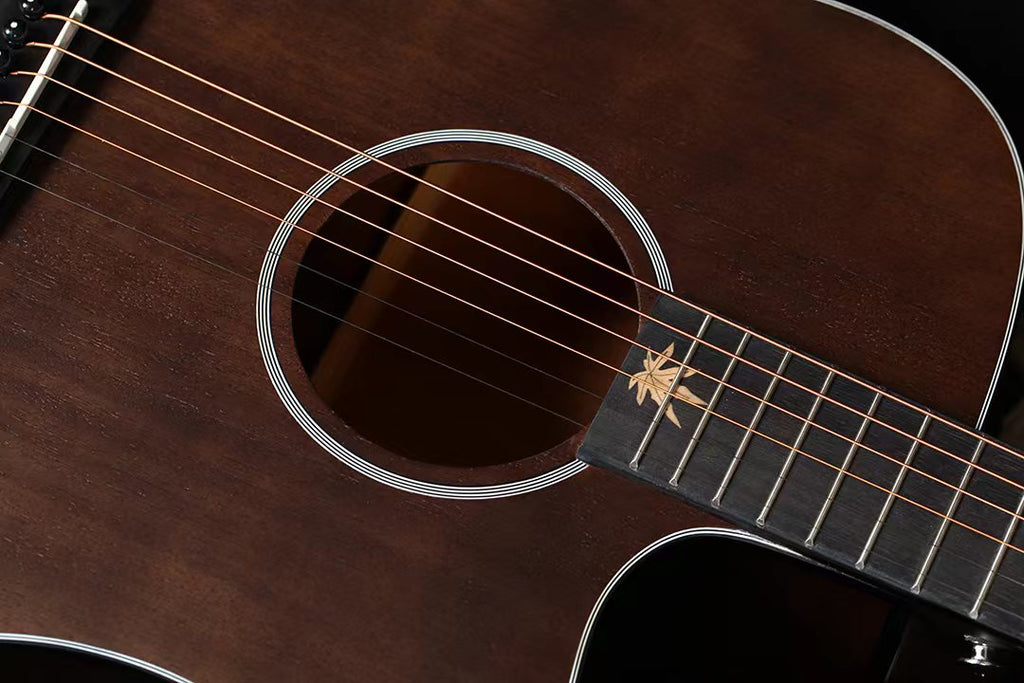 40-inch matte-finish Shabbi Maple Maple-Style Solid-Body Acoustic Guitar.