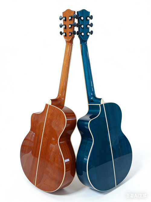 41-inch Glossy Spruce/Sapele Veneer Guitar, Transparent Blue.