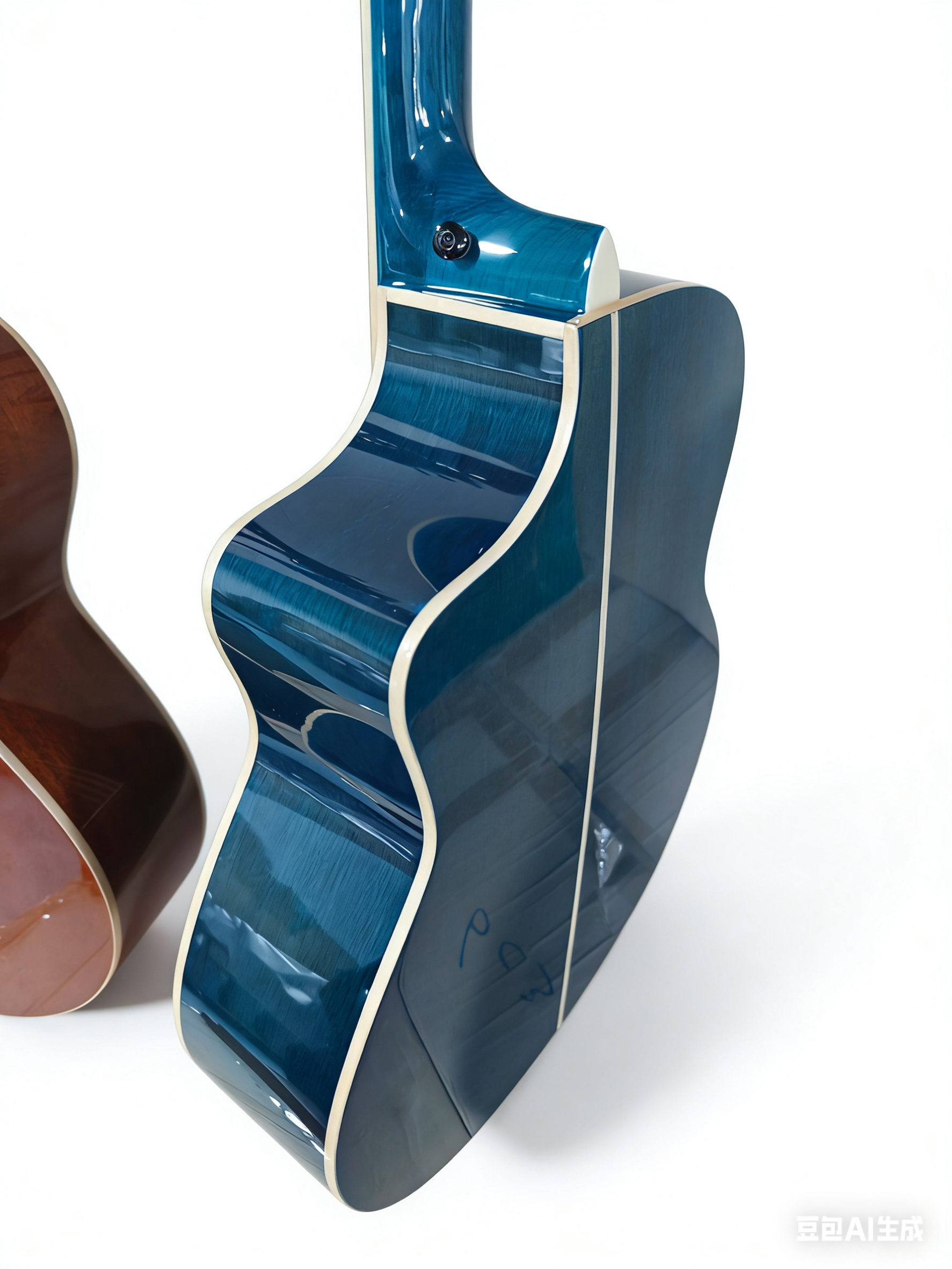 41-inch Glossy Spruce/Sapele Veneer Guitar, Transparent Blue.