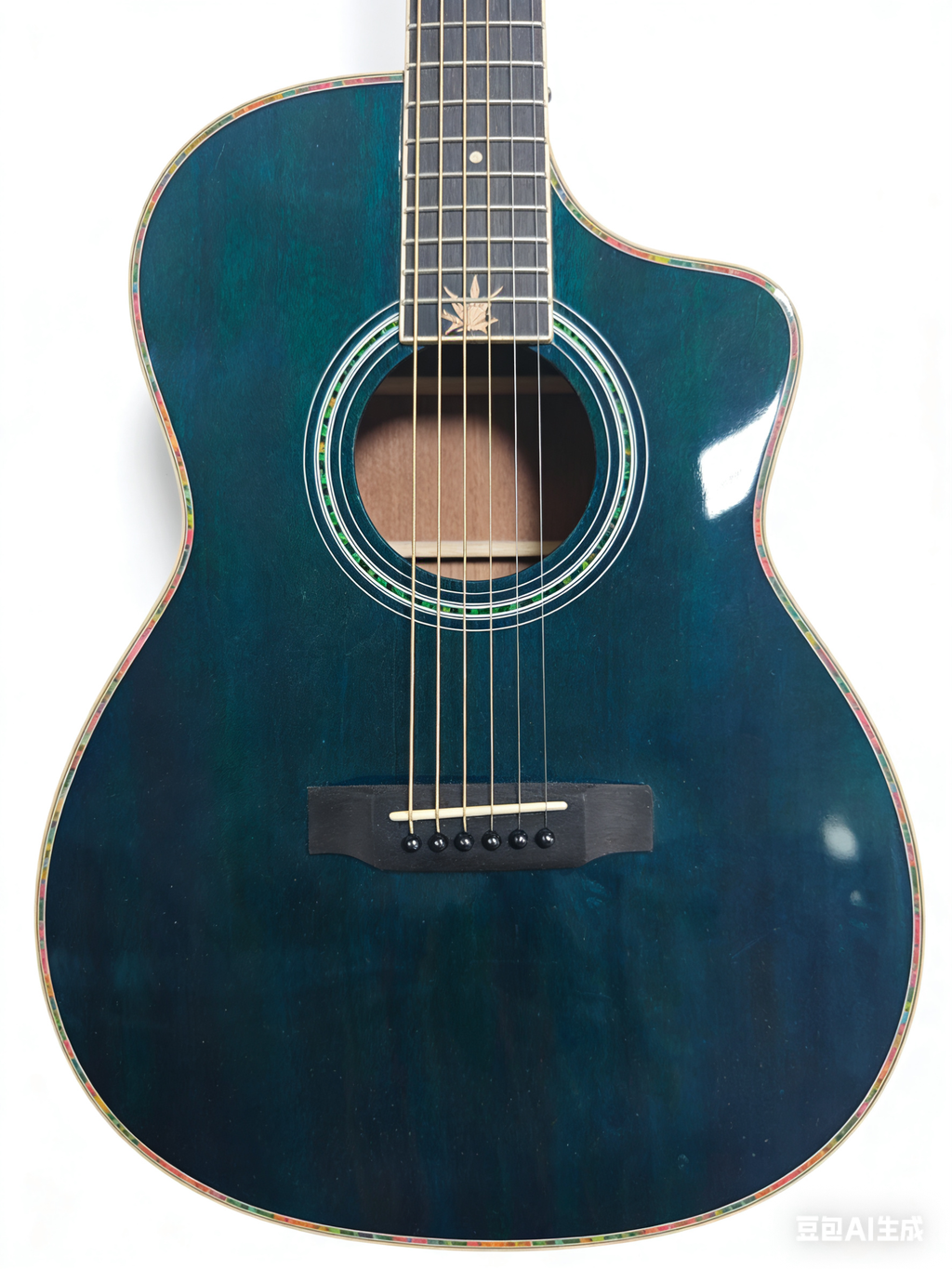 41-inch Glossy Spruce/Sapele Veneer Guitar, Transparent Blue.