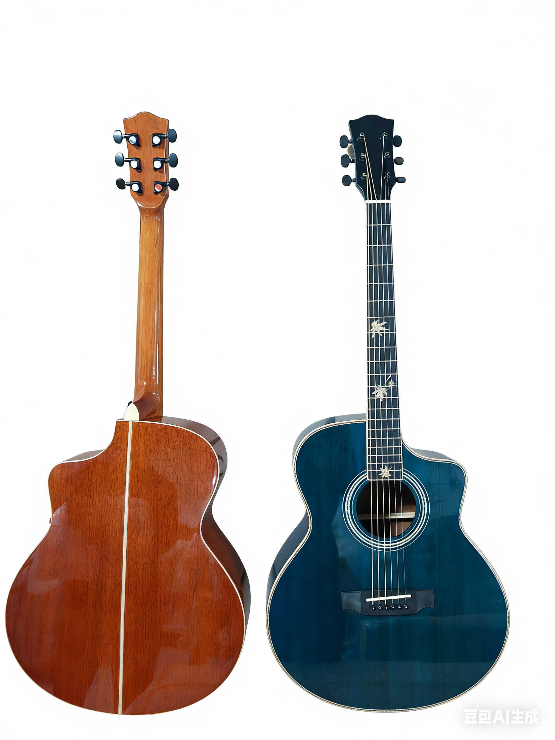 41-inch Glossy Spruce/Sapele Veneer Guitar, Transparent Blue.