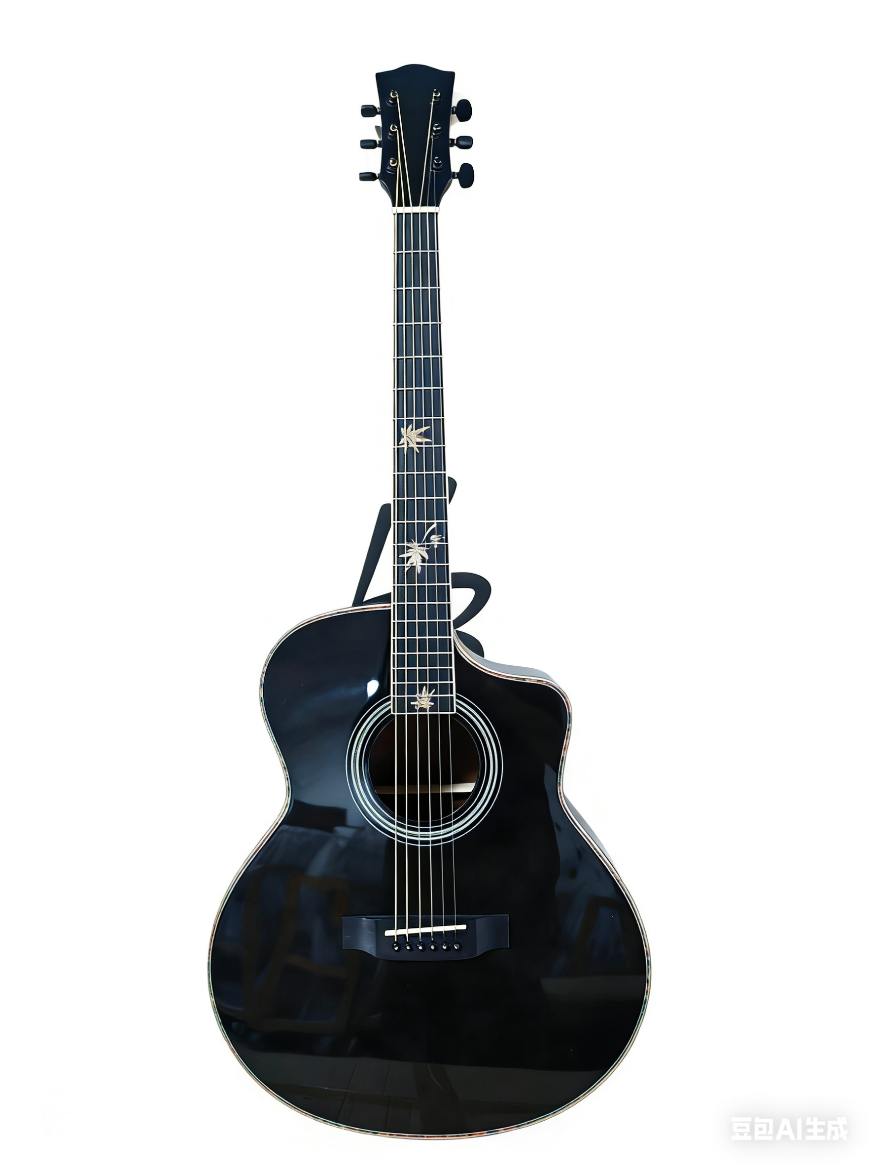 41-inch Glossy Spruce Sapele Veneer Guitar, Transparent Black.