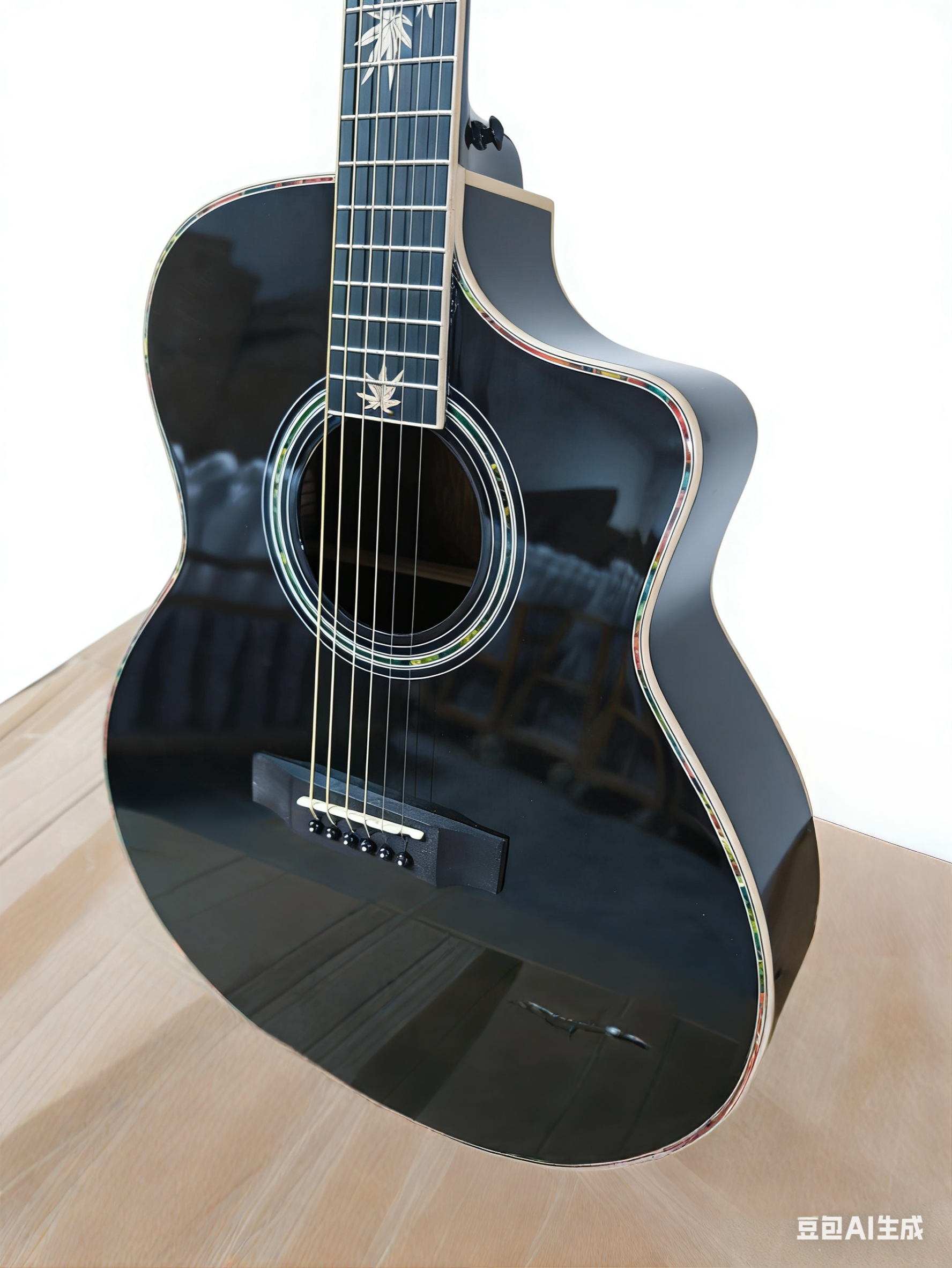 41-inch Glossy Spruce Sapele Veneer Guitar, Transparent Black.