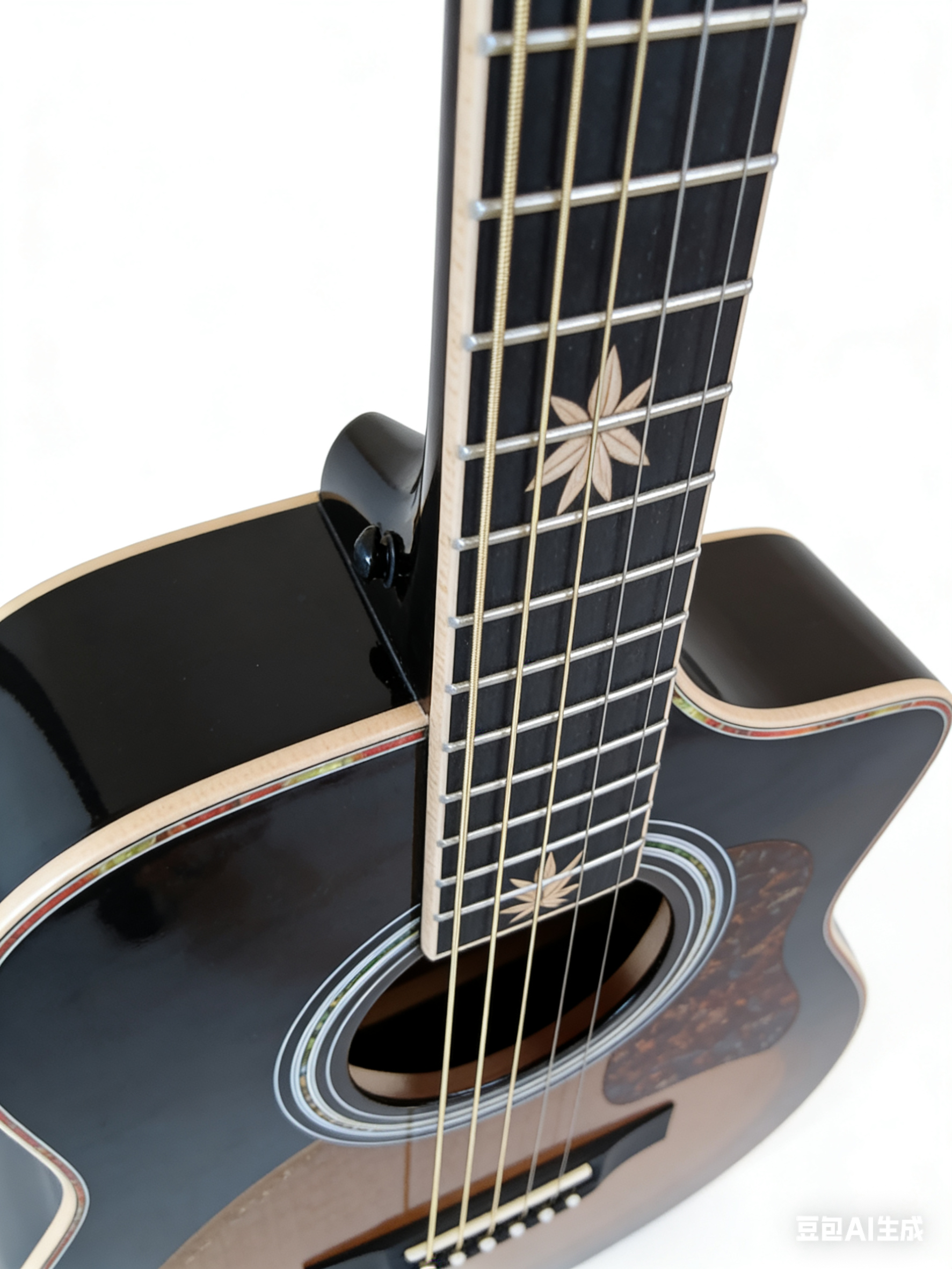 41-inch Glossy Spruce Sapele Veneer Guitar, Transparent Black.