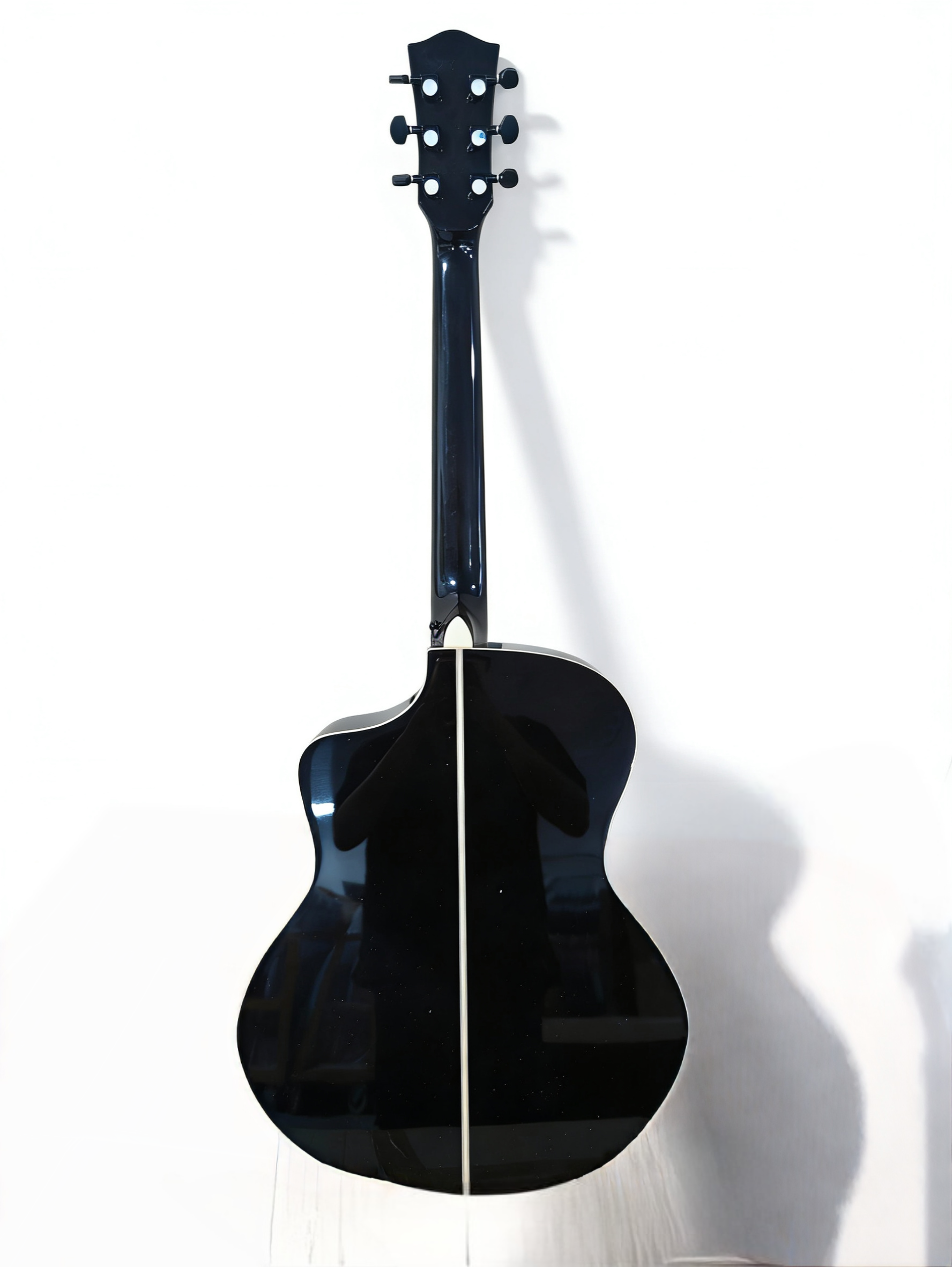 41-inch Glossy Spruce Sapele Veneer Guitar, Transparent Black.