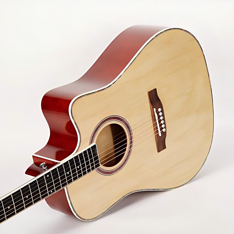 41-inch polished basswood guitar, recommended for beginners in folk music
