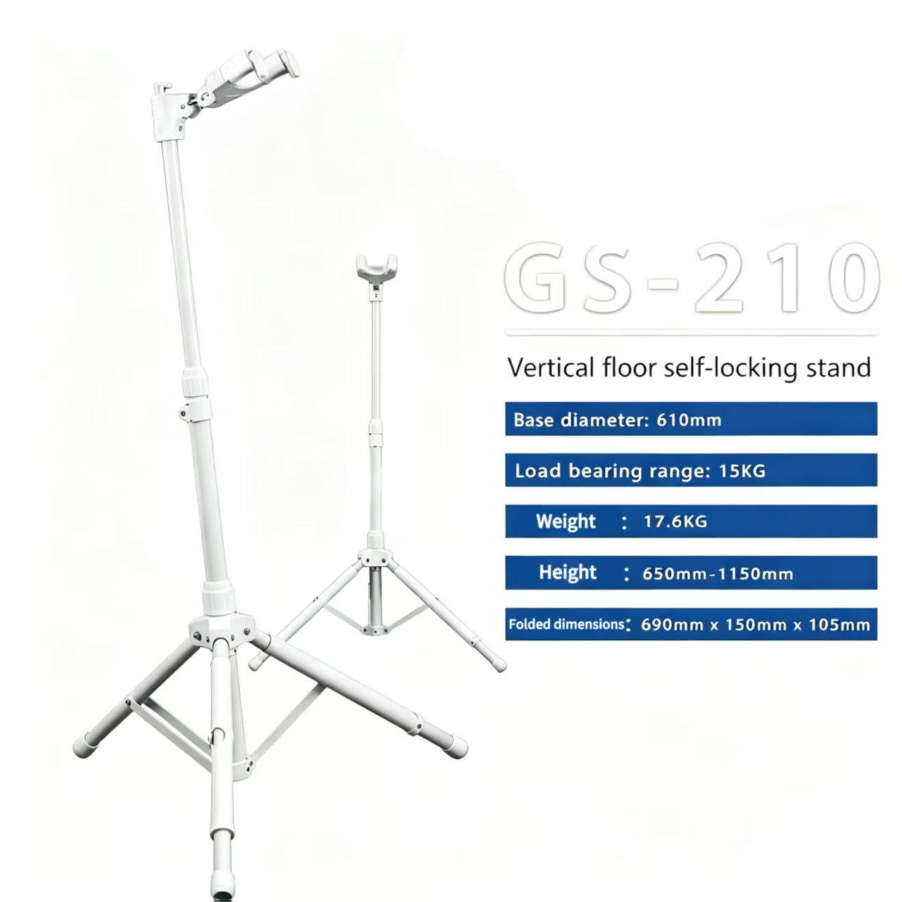 Foldable, height-adjustable floor-standing guitar stand