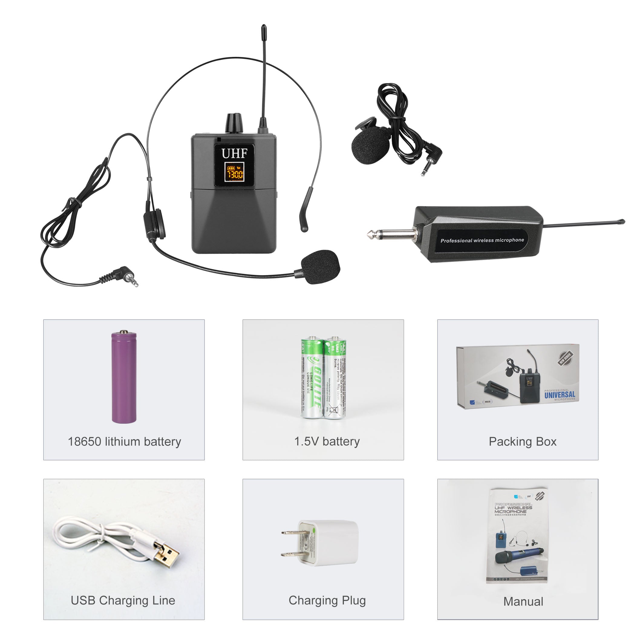 Wireless microphone with display and frequency selection