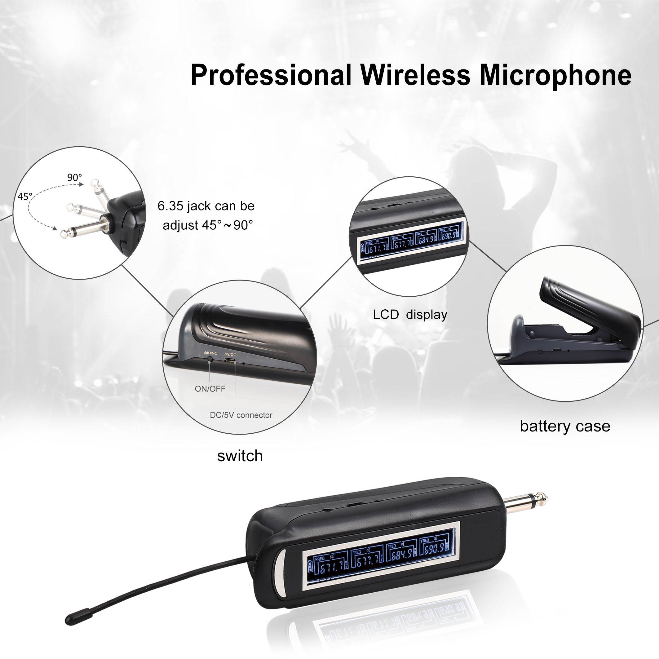 Versatile wireless microphone: professional microphone for outdoor and home use