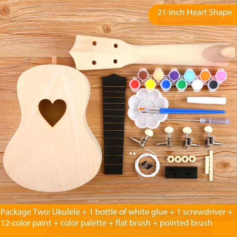 DIY ukulele kit: materials for hand-assembling and painting your own instrument
