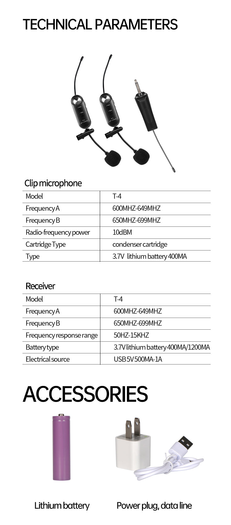 T-4 Clip-On Wireless Multi-Function Noise-Cancelling Microphone