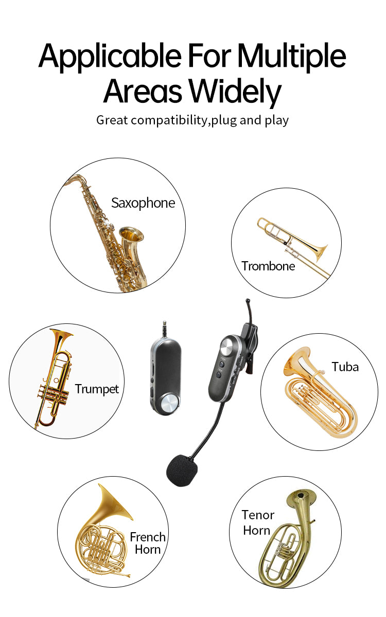 Lapel-style wireless instrument microphone