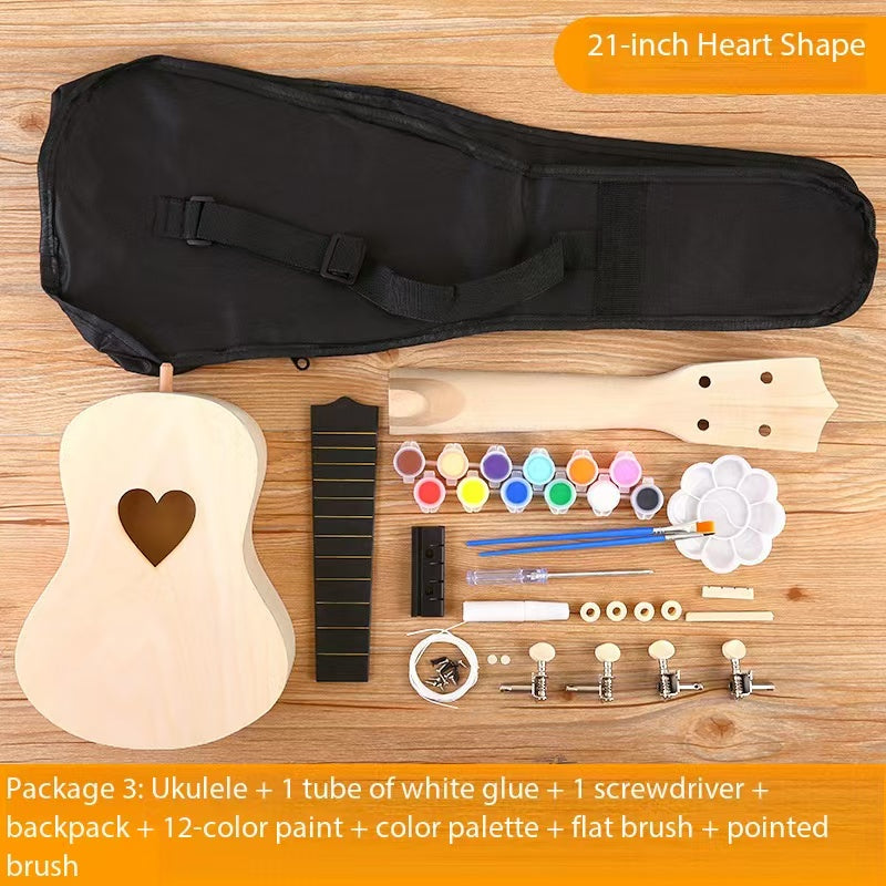 DIY ukulele kit: materials for hand-assembling and painting your own instrument