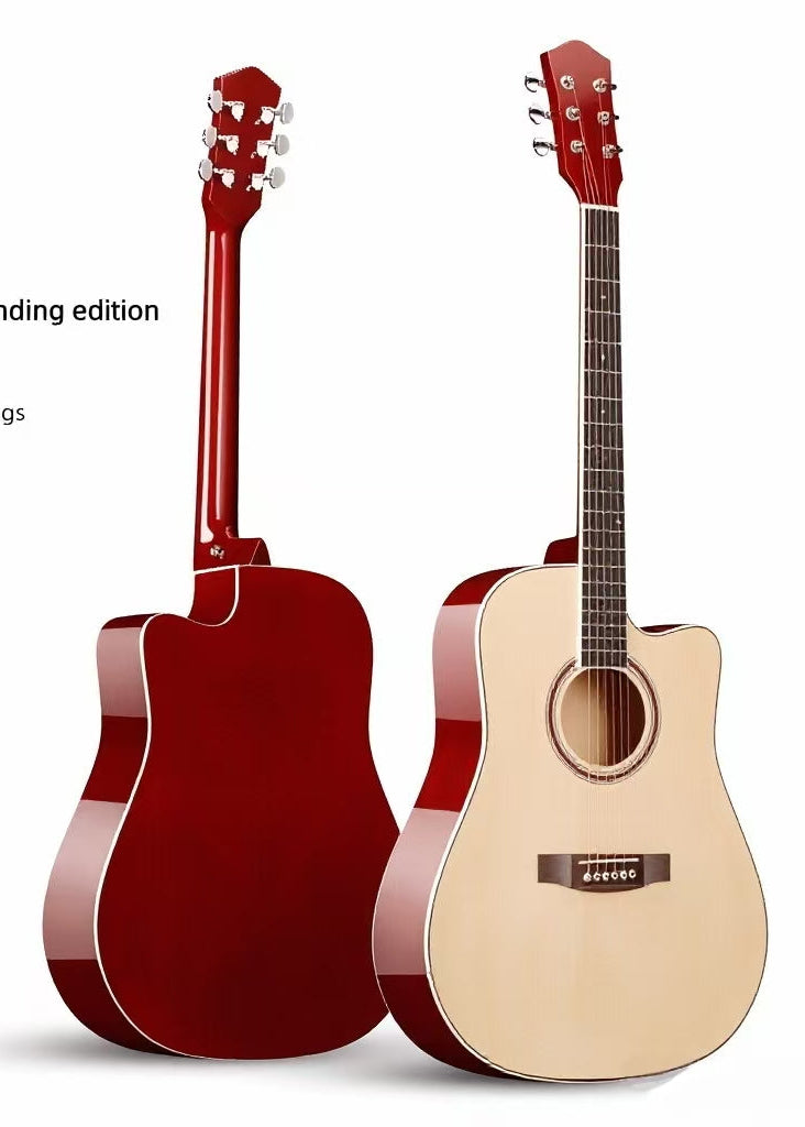 41-inch polished basswood guitar, recommended for beginners in folk music