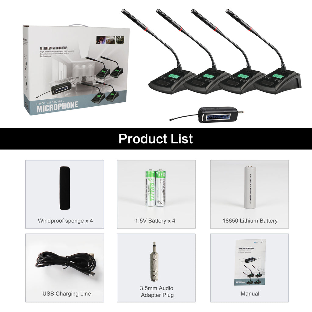 Wireless desktop conference microphone for speakers and presenters