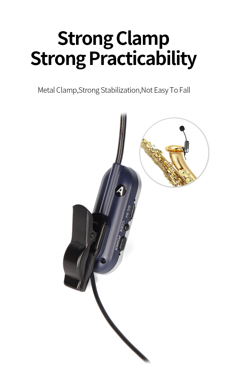 Lapel-style wireless instrument microphone