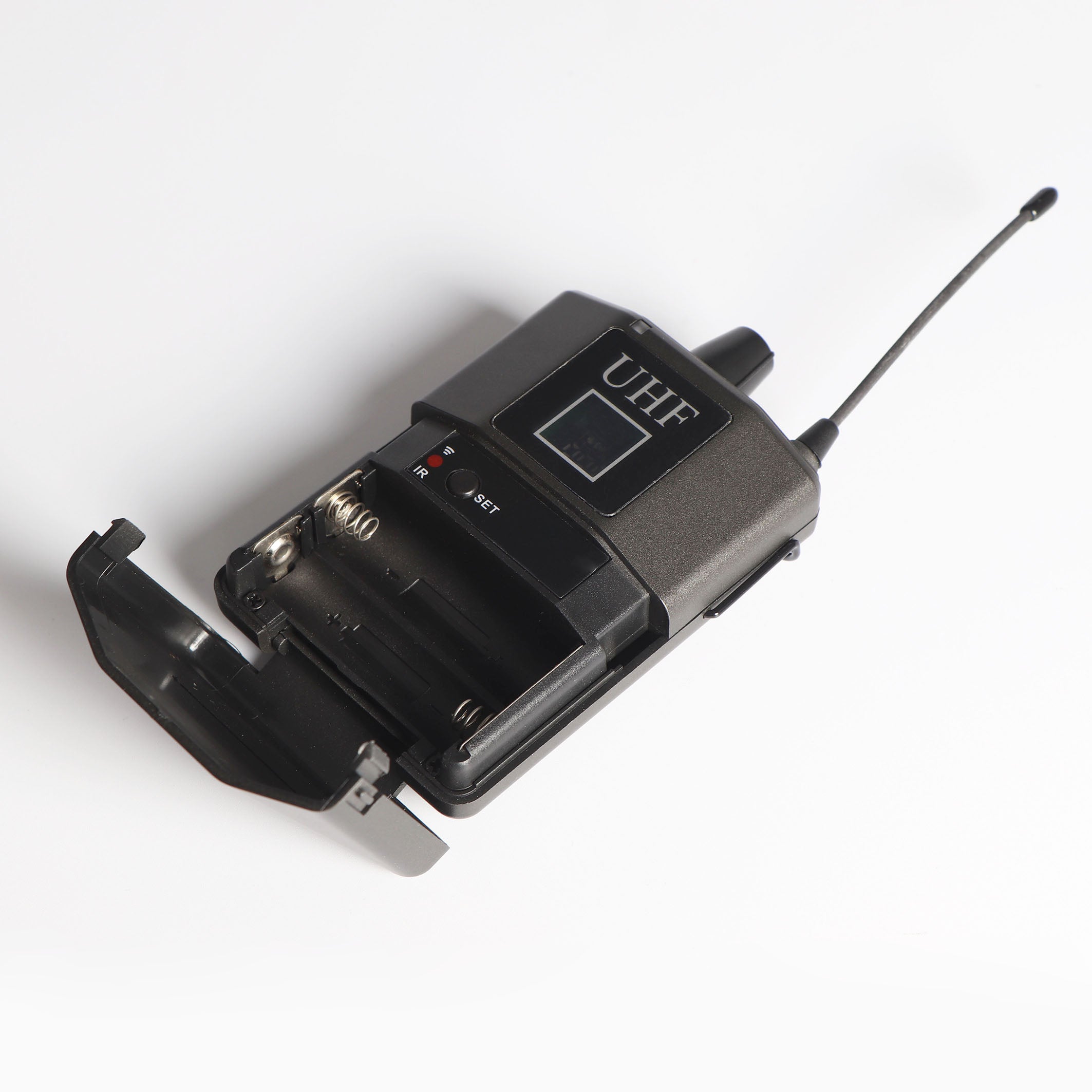Wireless microphone with display and frequency selection