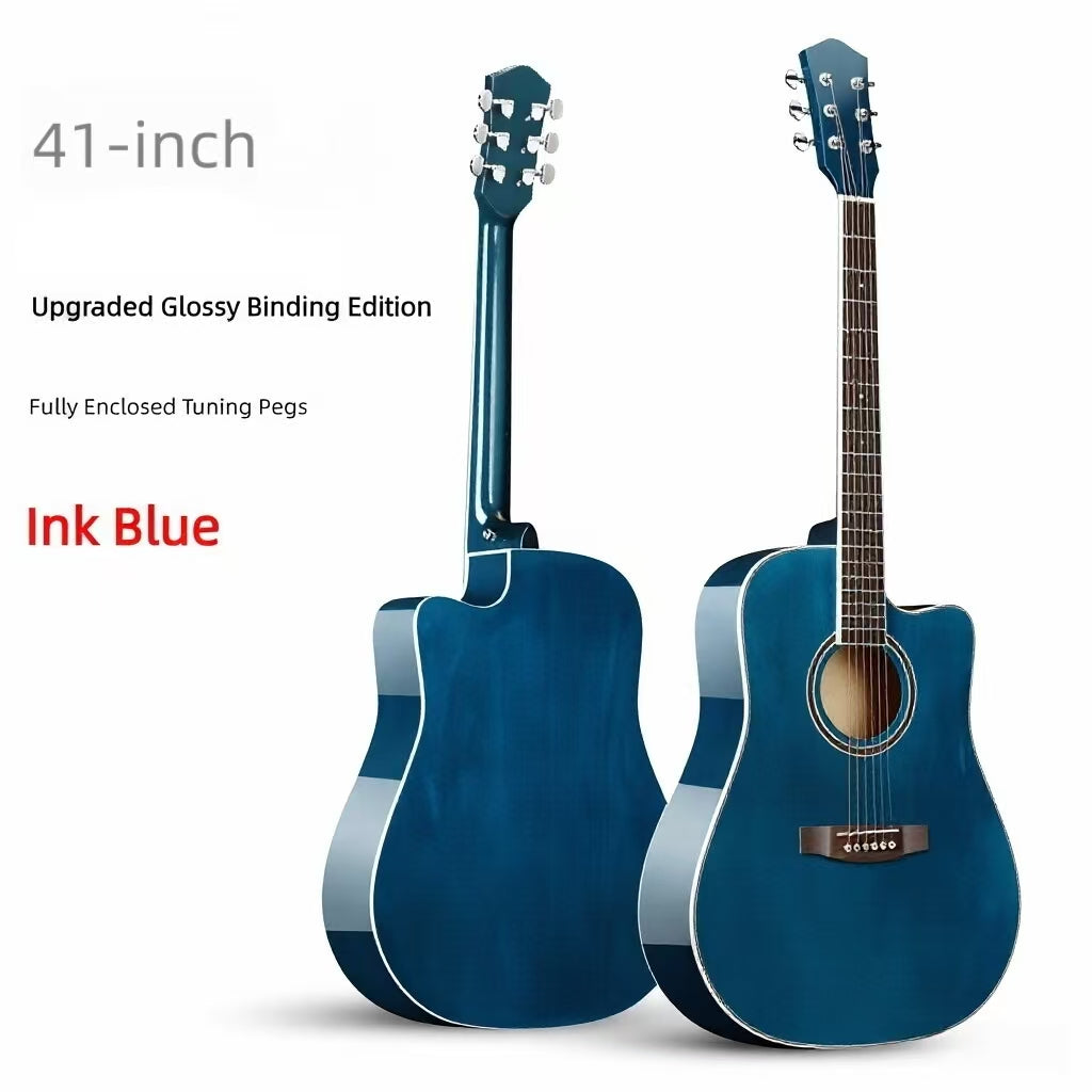 41-inch polished basswood guitar, recommended for beginners in folk music