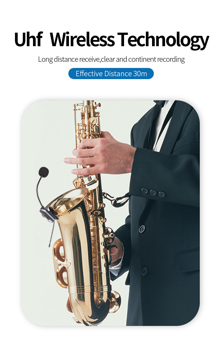 Lapel-style wireless instrument microphone
