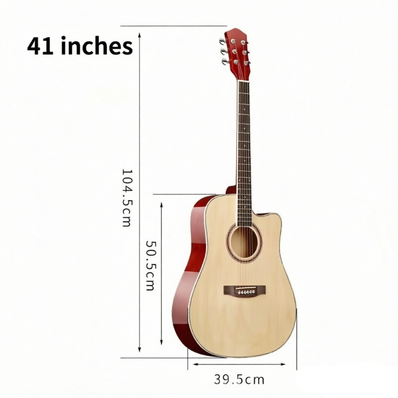 41-inch polished basswood guitar, recommended for beginners in folk music