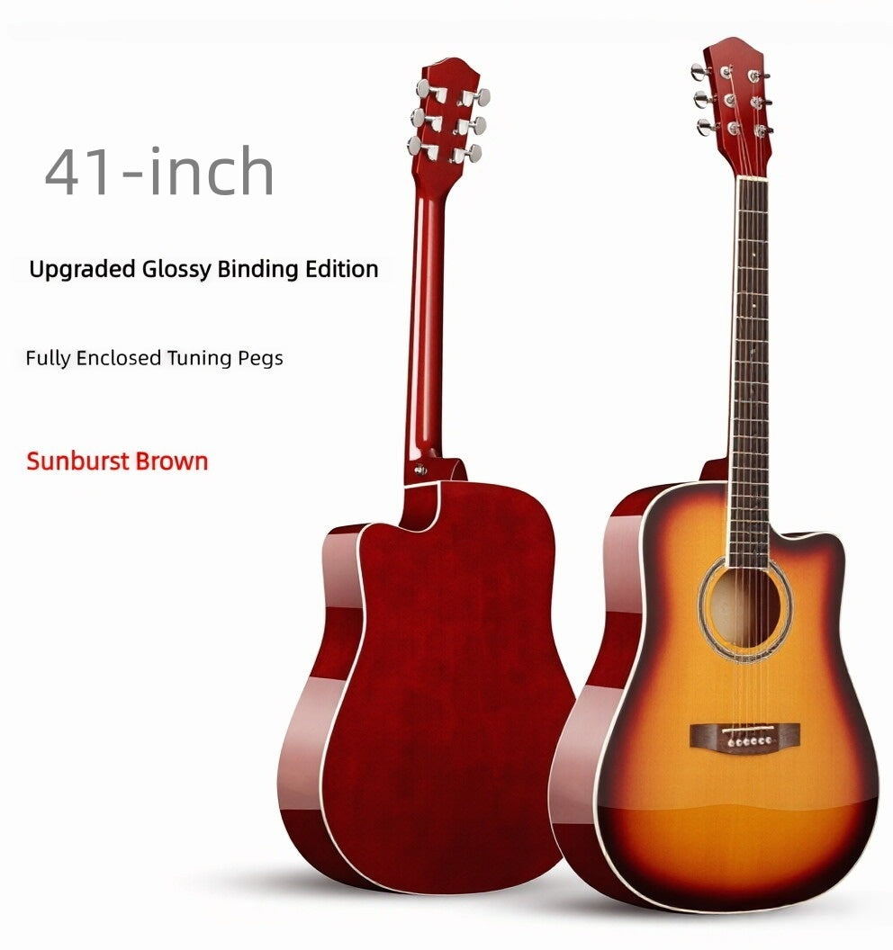 41-inch polished basswood guitar, recommended for beginners in folk music