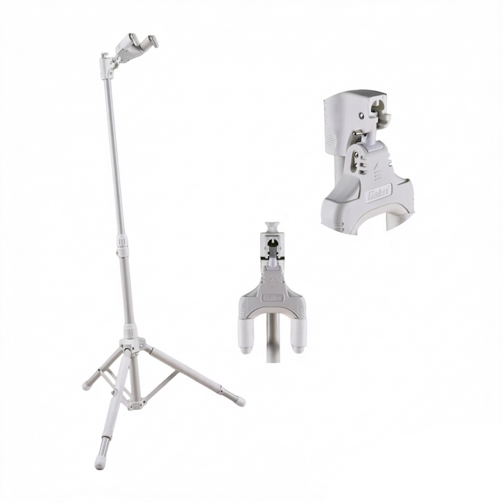 Foldable, height-adjustable floor-standing guitar stand