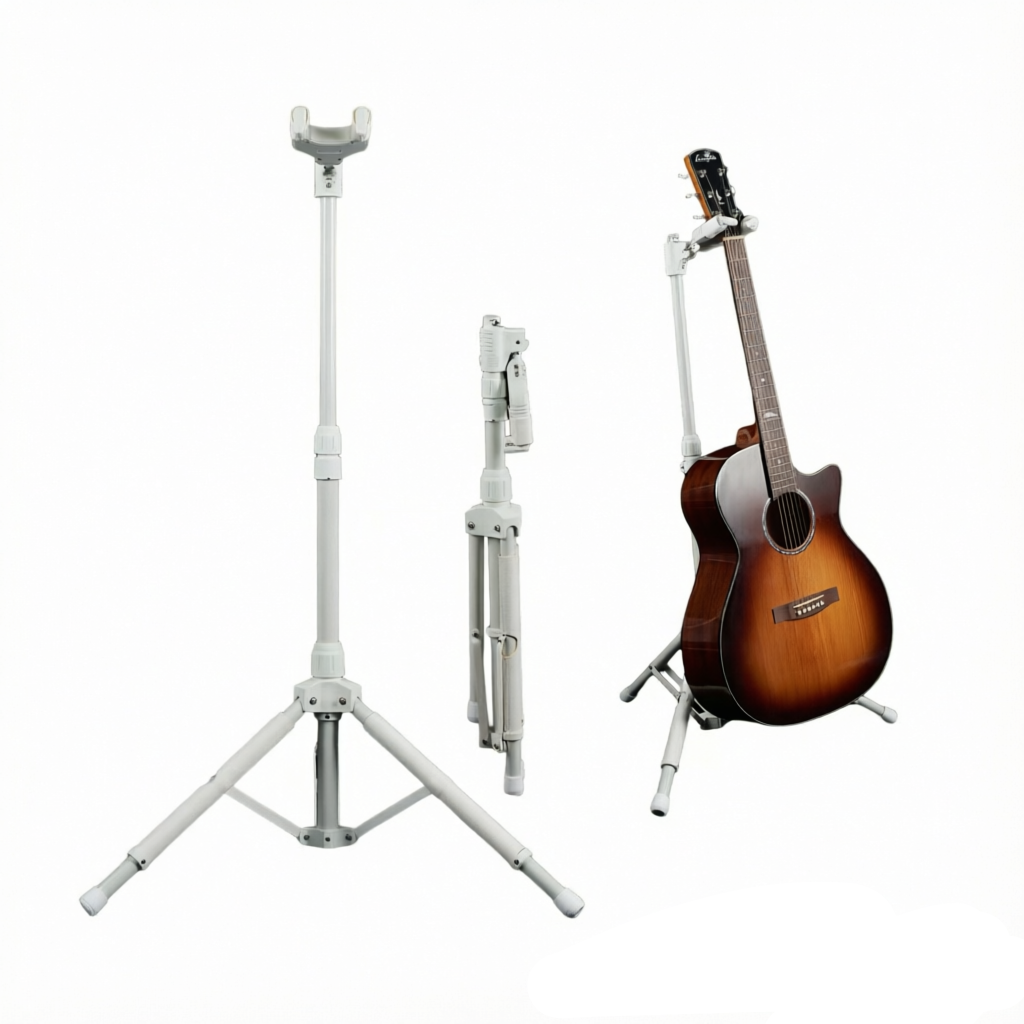 Foldable, height-adjustable floor-standing guitar stand